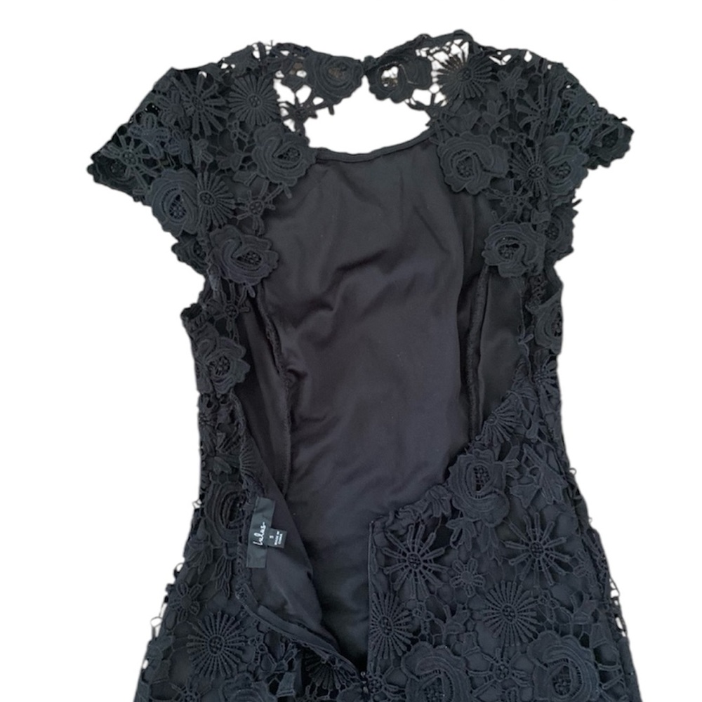 Lulus Black Crochet Open Back Evening Dress Size Small - Picture 5 of 8